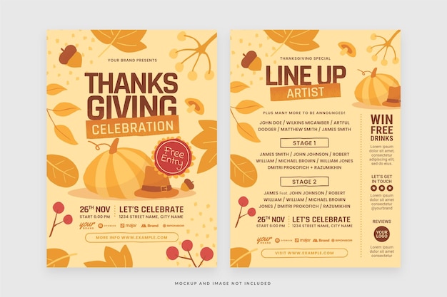 Warm Tone Thanksgiving Event Flyer Template in Vector