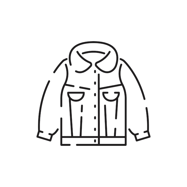 Теплая зимняя или осенняя одежда икона линии куртка верхняя одежда вектор джинсовая куртка внешняя одежда женский или мужской знак