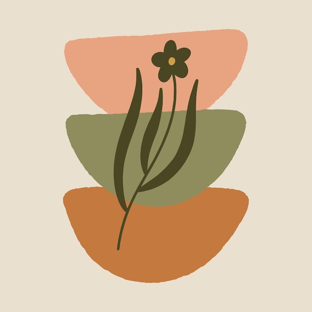 Warme boho bloemenvormen terracotta moderne vector illustratie abstracte decor