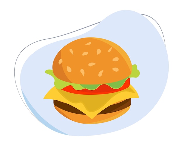 warme hamburger cartoon vector platte ontwerp hamburger cartoon vector