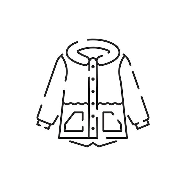 Warme winter- of herfstkleding Icon van de lijn Jacket buitenkleding vector Denim jas buitenkleding vrouwelijk of mannelijk teken