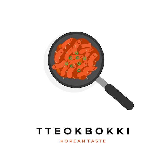 Warmgekookte pittige tteokbokki koreaanse straatvoedsel vectorillustratie