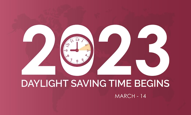 Warming darkness fall concept banner design of daylight saving time begins observed on march 14