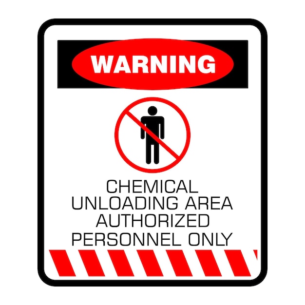 Предупреждающий вектор зоны разгрузки химикатов. Разрешен только личный знак.