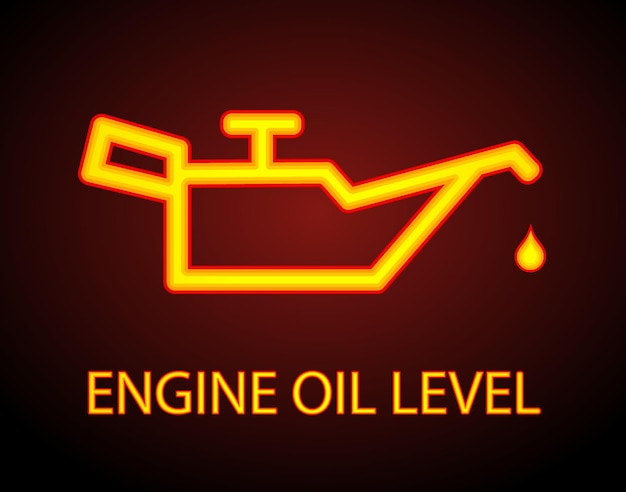 Предупреждение на приборной панели автомобиля значок уровня масла в двигателе световой символ, который появляется на приборной панели автомобиля, когда уровень масла падает ниже минимальной векторной иллюстрации значков автомобиля