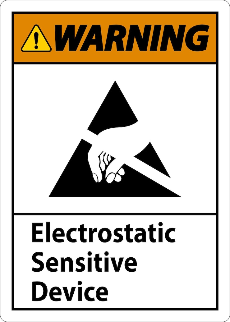 Vector warning electrostatic sensitive device sign on white background