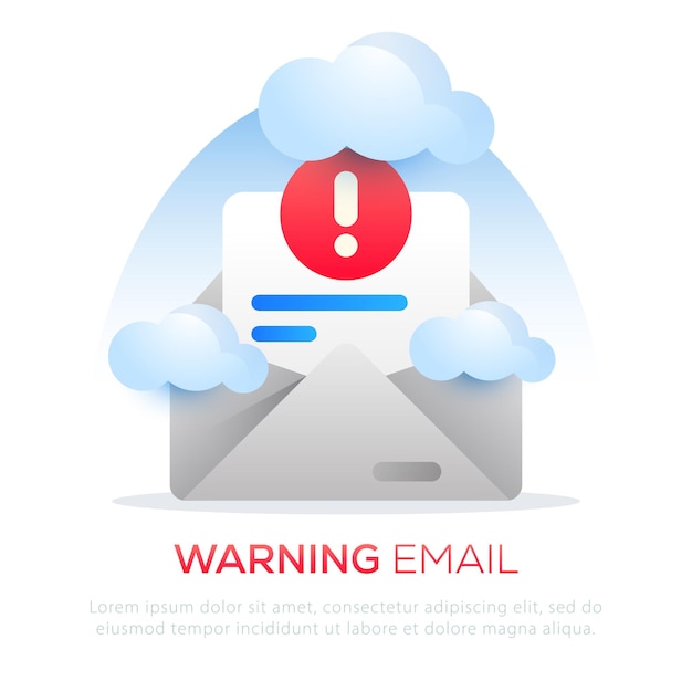 Warning email illustration design for mobile app or website design