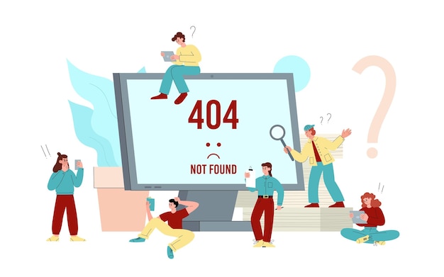 Warning of not found page and  system error vector illustration isolated