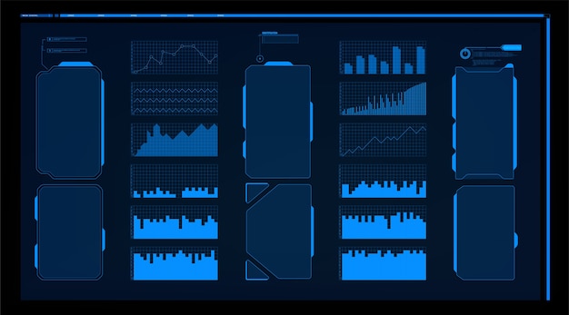 Warning frame. abstract tech design blue futuristic frame in modern hud style background.