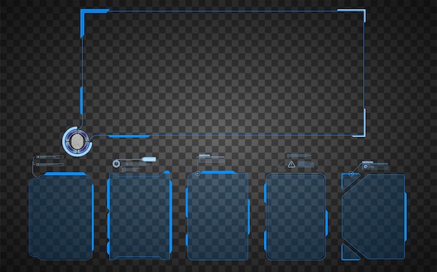 Предупреждающая рамка. Абстрактный тек Набор рамок в современном стиле HUD фоне. Абстрактная технология коммуникации дизайн инновационной концепции фон. абстрактный графический дизайн.