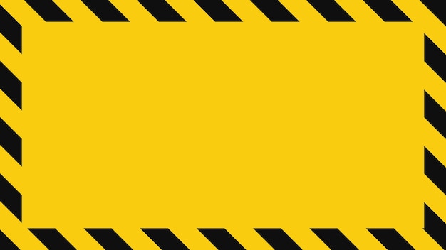 Warning frame with yellow and black diagonal stripes rectangle warn frame yellow and black caution tape border vector illustration on light background