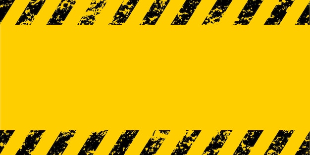 Vector warning grunge yellow black diagonal stripes caution construction safety background