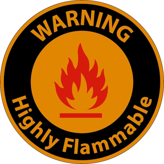 Warning Highly Flammable Sign On White Background