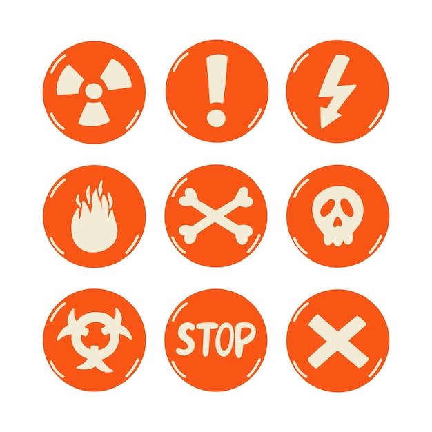 Vector warning orange danger signs