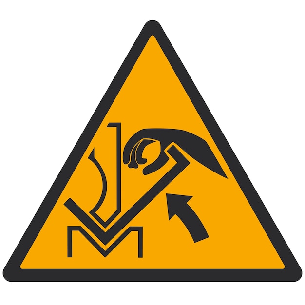 WARNING PICTOGRAM HAND INJURY FROM WORKPIECE MOVING IN PRESS BRAKE MACHINERY ISO 7010 W031