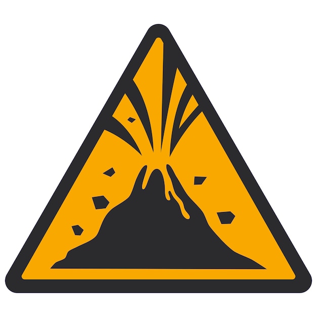 Вектор Пиктограмма предупреждения зона активного вулкана iso 7010 w075