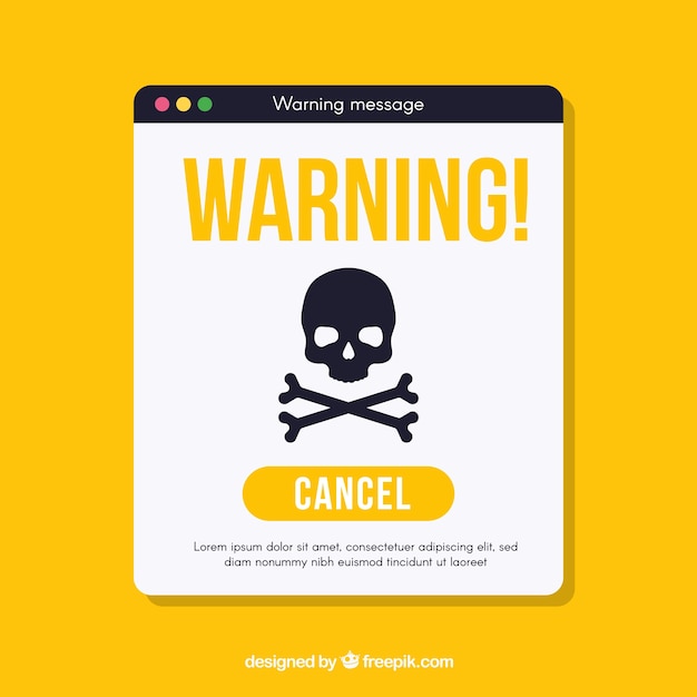 Warning pop up with flat design