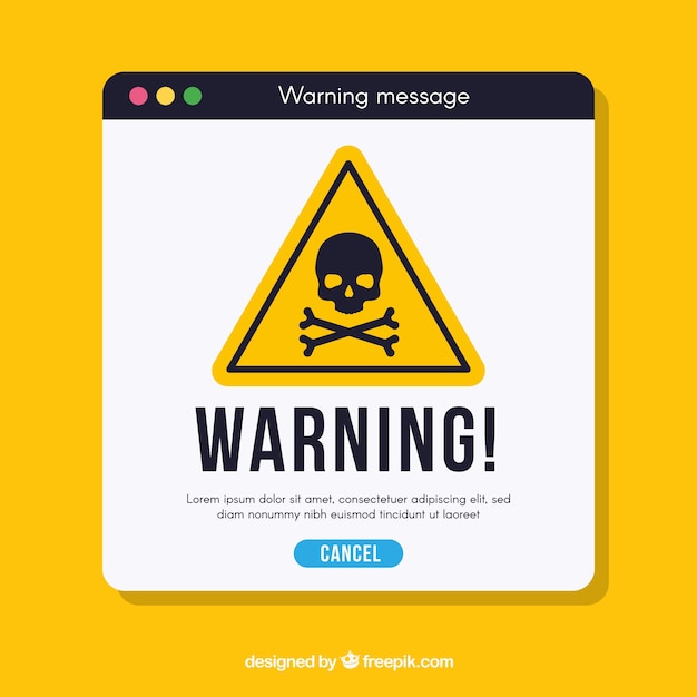 Warning pop up with flat design