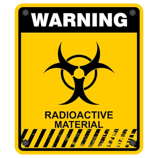警告放射性物質のサインとステッカーのベクトル