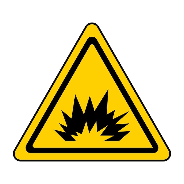 Vector warning sign caution explosion triangular sign explosion indicating blasting operations