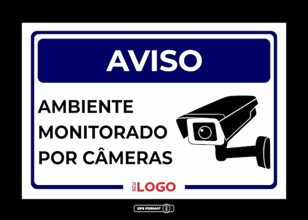 Вектор Предупреждающий знак. окружающая среда контролируется камерами.