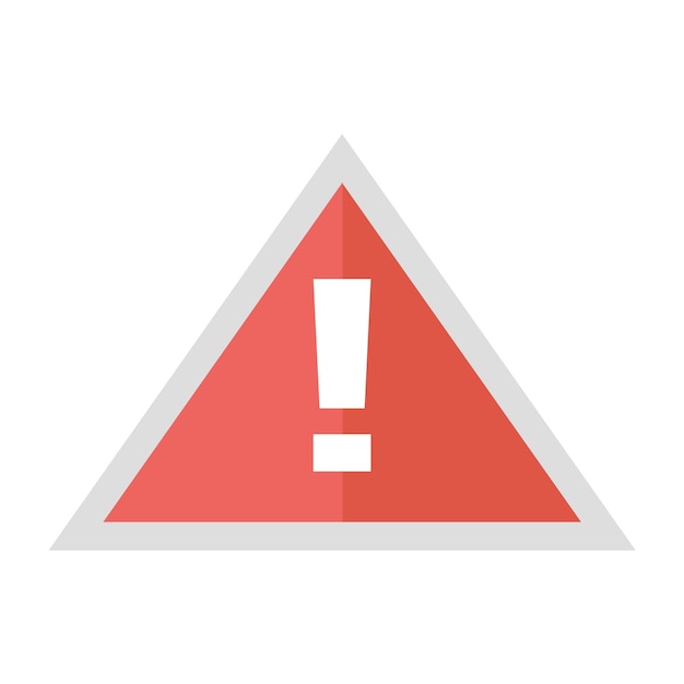 Vector warning sign icon in flat color style