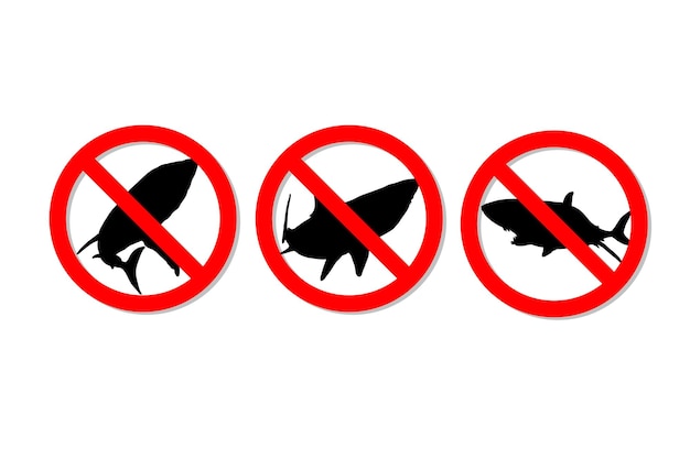 Segnale di avvertimento nessun disegno vettoriale degli squali