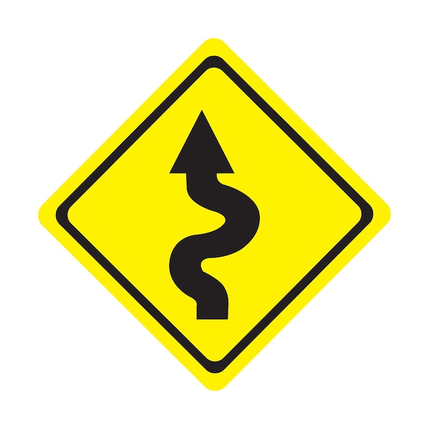 Vector warning sign on the road