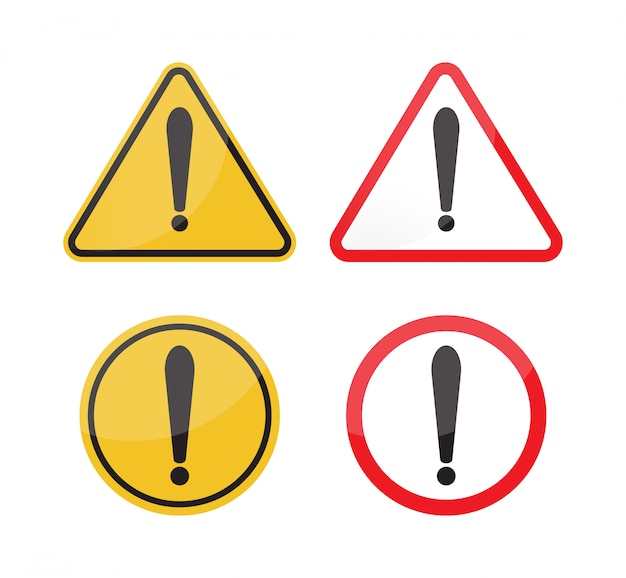 Warning sign set on white background