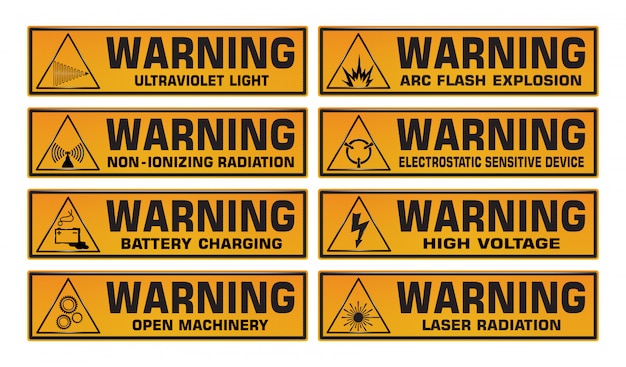 Vector warning sign set.