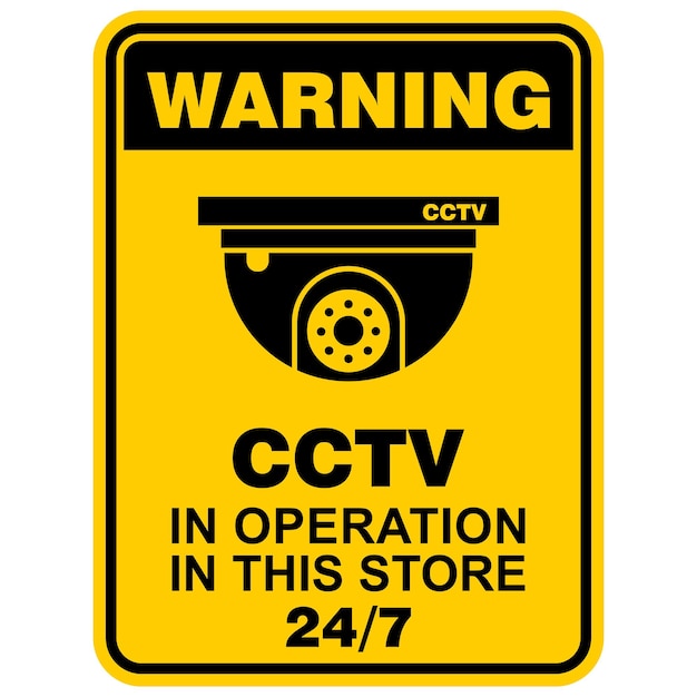 cctv 24시간 녹화중이라는 경고문.