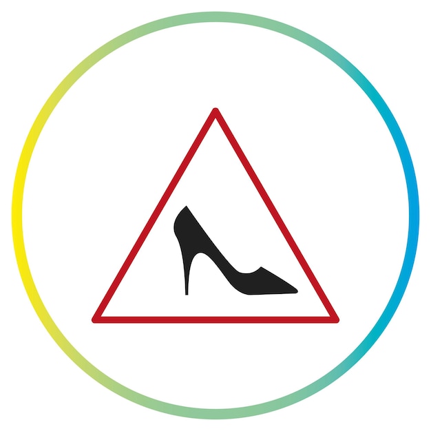 warning sign woman driving icon vector