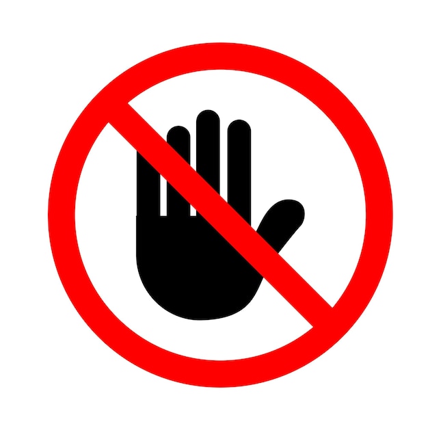 I segnali di avvertimento non toccano le icone vettoriali dei segni