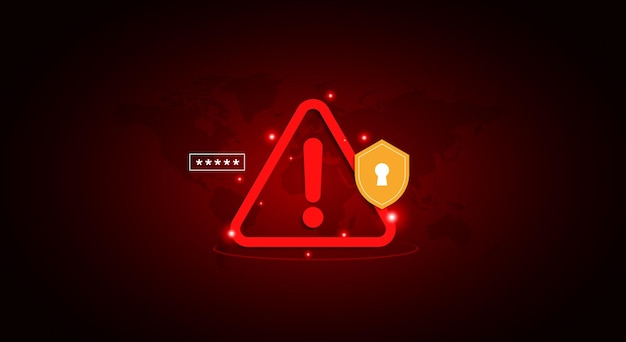 warning symbol about social media hacking crimes in cyberspace password design element protection