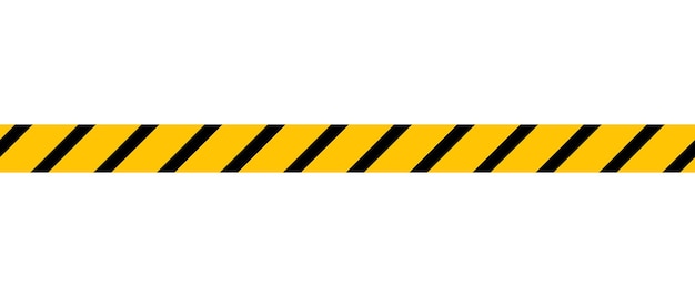 Vector warning tape horizontal seamless borders black and yellow line striped vector illustration