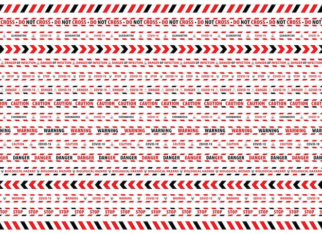 Nastro di avvertimento nastro di pericolo rosso e bianco bordo banda set.