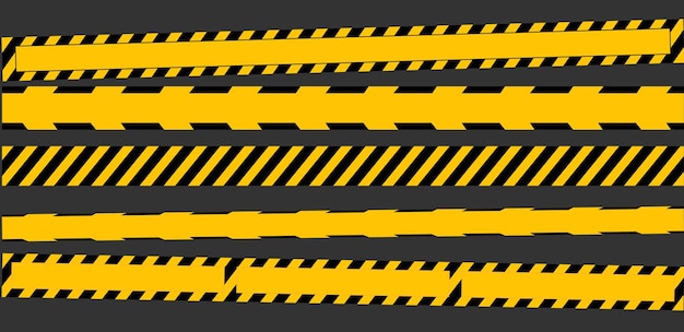 Warning tapes set for construction and crime. Vector illustaration. Yellow security warning tapes.