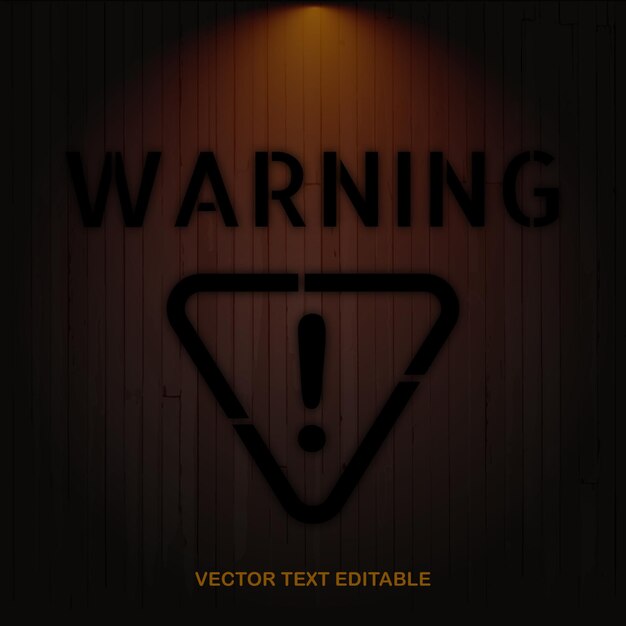 Vector warning text editable shadow effect