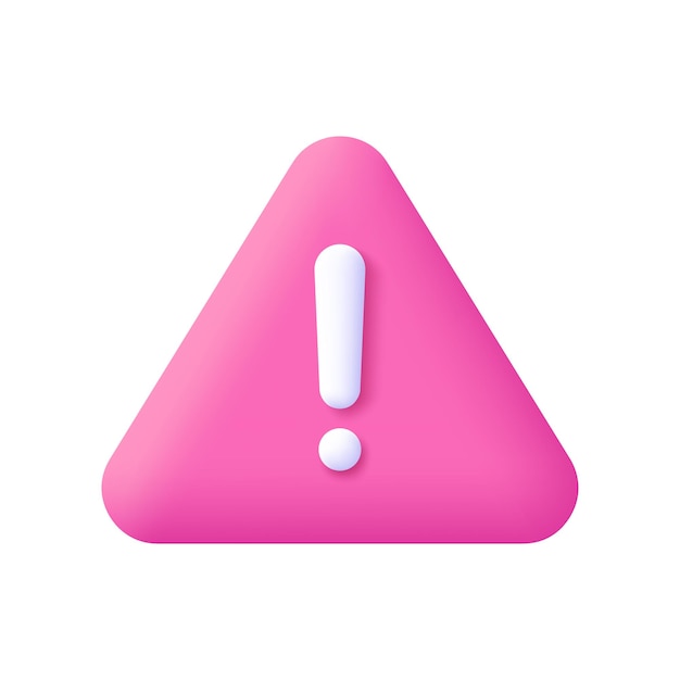 Vector warning triangle sign with exclamation mark alert danger 3d vector icon cartoon minimal style