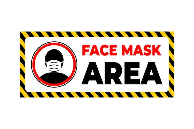 Vector warning to wearing mask in certain area