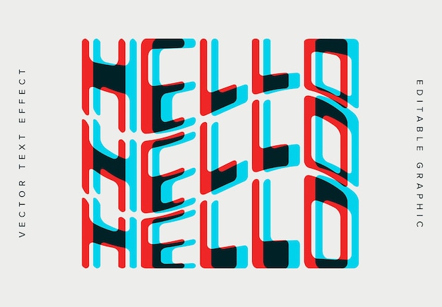 Vector warped glitch vector text effect mockup