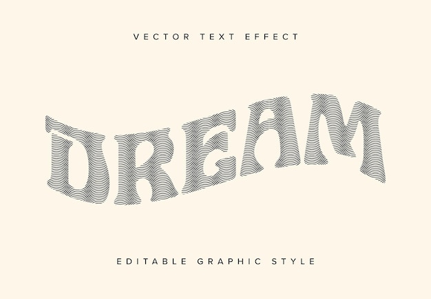 Vector warped text effect mockup with line pattern