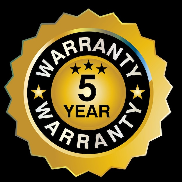 Vector warranty 5 year gold medal with a text