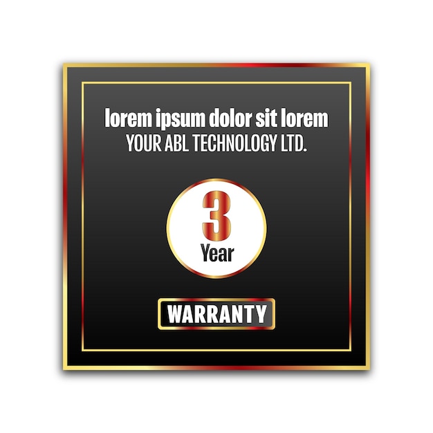 warranty golden and Black labels and badges isolated