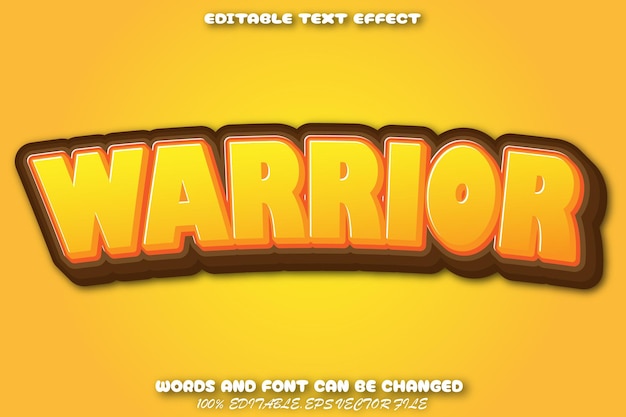 Warrior editable text effect cartoon style