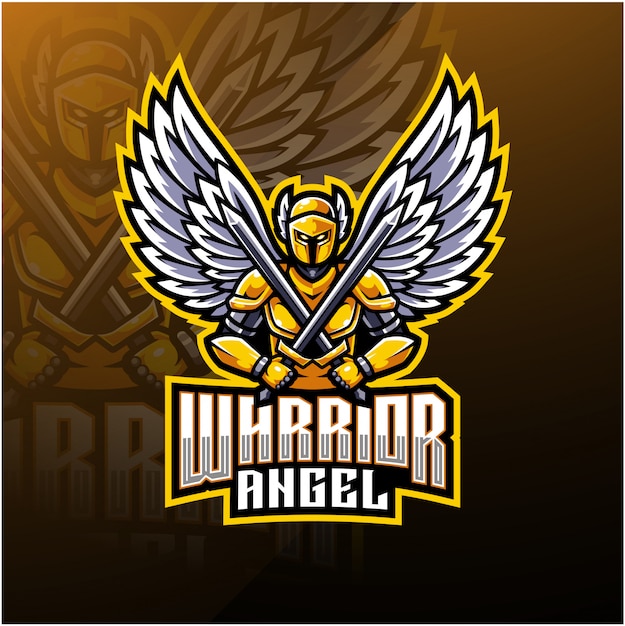 Warrior engel mascotte logo ontwerp