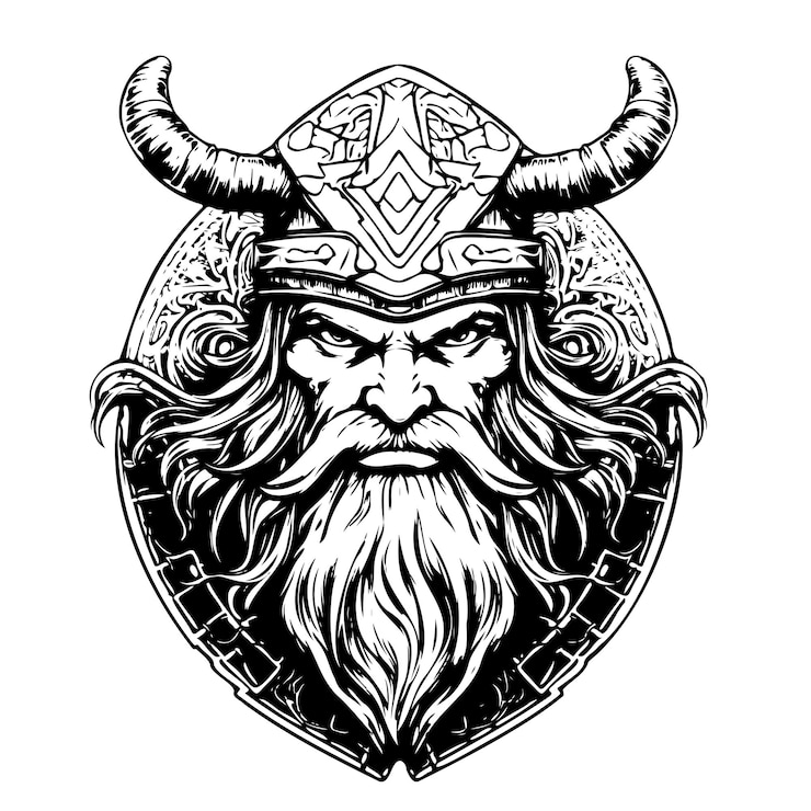 Vector warrior face viking head viking face viking horn helmet warrior vector warrior face silhouette