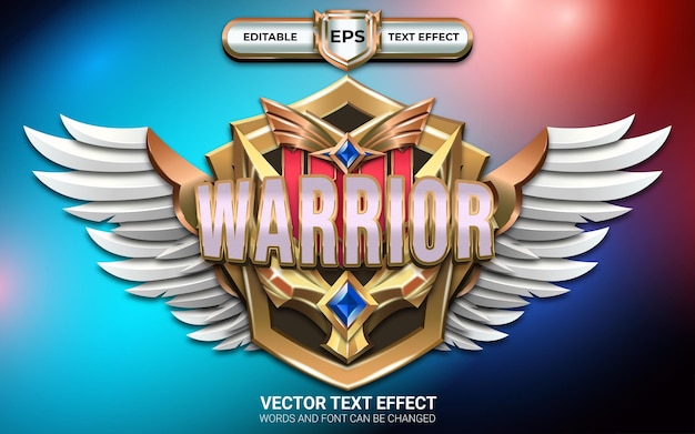 Warrior Game Badge with Editable text effect