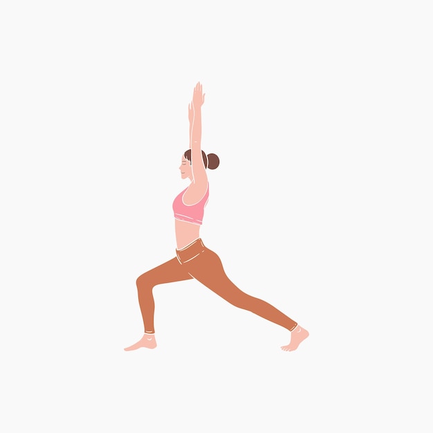 Warrior I Pose Yoga Illustration