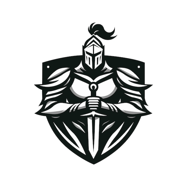 Vector warrior icon logo knight symbol shield